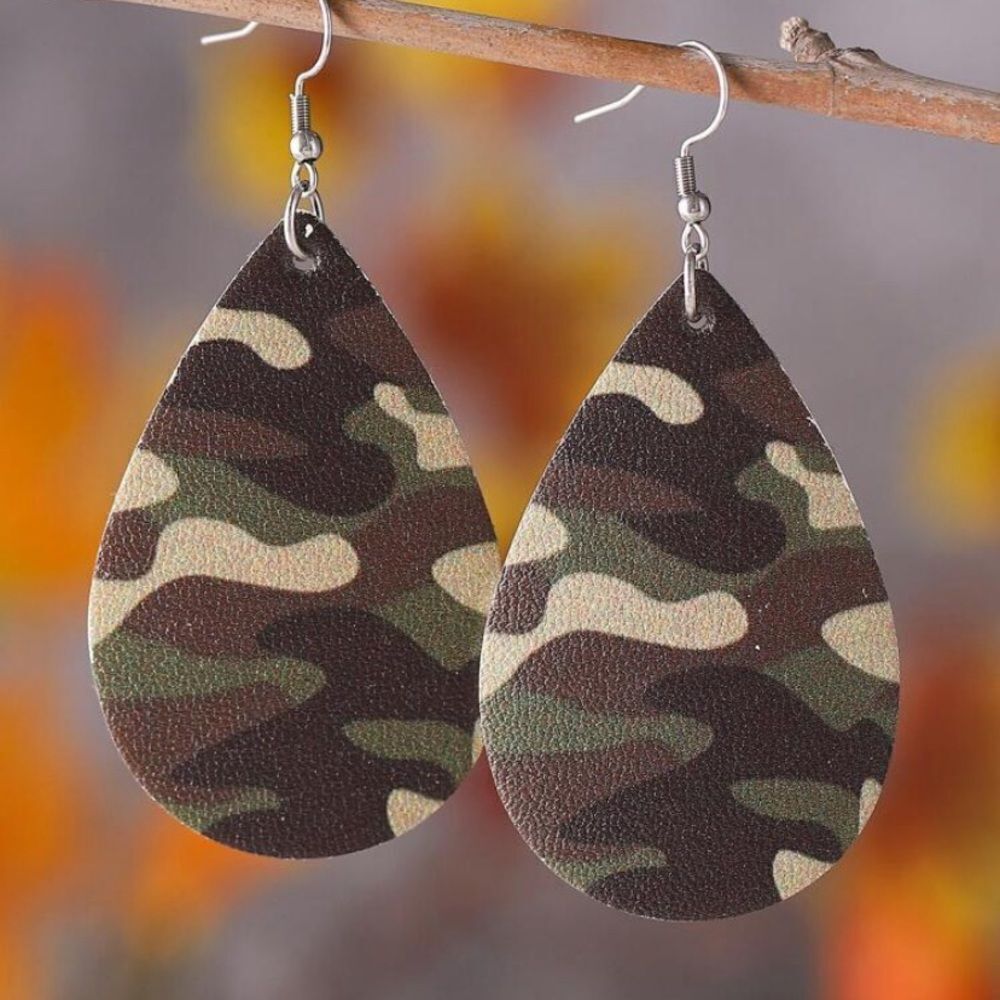 3for$20 NEW Camo Pattern Water Drop Earrings